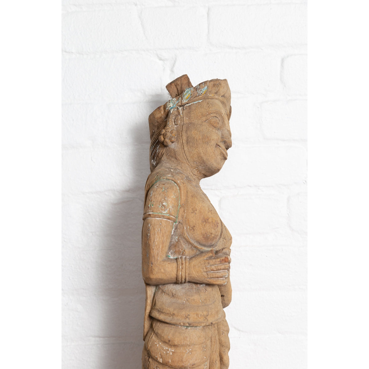 Antique Indian Gujarat Hand Carved Temple Carving Statue Depicting a Woman-10. Asian & Chinese Furniture, Art, Antiques, Vintage Home Décor for sale at FEA Home