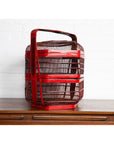 Vintage Chinese Red Lacquered Bird Cage with Handle and Hexagonal Base-5. Asian & Chinese Furniture, Art, Antiques, Vintage Home Décor for sale at FEA Home