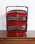 Vintage Chinese Red Lacquered Bird Cage with Handle and Hexagonal Base-2. Asian & Chinese Furniture, Art, Antiques, Vintage Home Décor for sale at FEA Home
