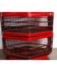 Vintage Chinese Red Lacquered Bird Cage with Handle and Hexagonal Base-9. Asian & Chinese Furniture, Art, Antiques, Vintage Home Décor for sale at FEA Home