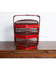 Vintage Chinese Red Lacquered Bird Cage with Handle and Hexagonal Base-11. Asian & Chinese Furniture, Art, Antiques, Vintage Home Décor for sale at FEA Home