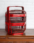 Vintage Chinese Red Lacquered Bird Cage with Handle and Hexagonal Base-4. Asian & Chinese Furniture, Art, Antiques, Vintage Home Décor for sale at FEA Home