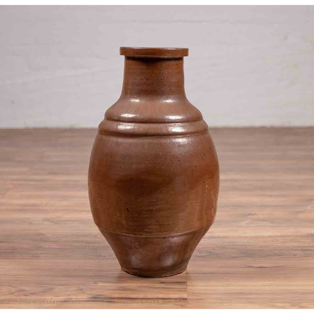 Japanese Tamba Tachikui Ware Monochrome Brown Glazed Water Jug, 19th Century-2. Asian & Chinese Furniture, Art, Antiques, Vintage Home Décor for sale at FEA Home