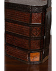 Small Burmese Vintage Stacking Picnic Basket with Lacquered Accents and Handle-8. Asian & Chinese Furniture, Art, Antiques, Vintage Home Décor for sale at FEA Home