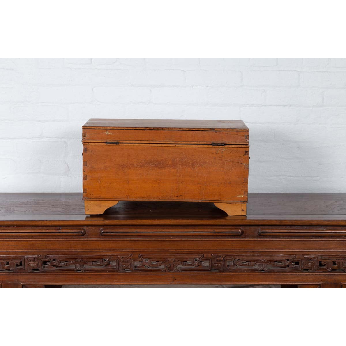 Antique Indonesian Wooden Blanket Chest with Inner Red and Black Lacquered Decor-9. Asian & Chinese Furniture, Art, Antiques, Vintage Home Décor for sale at FEA Home