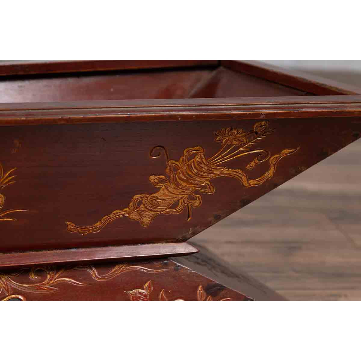 Vintage Burmese Prayer Book Holder with Unusual Shape and Carved Pedestal Base-9. Asian & Chinese Furniture, Art, Antiques, Vintage Home Décor for sale at FEA Home
