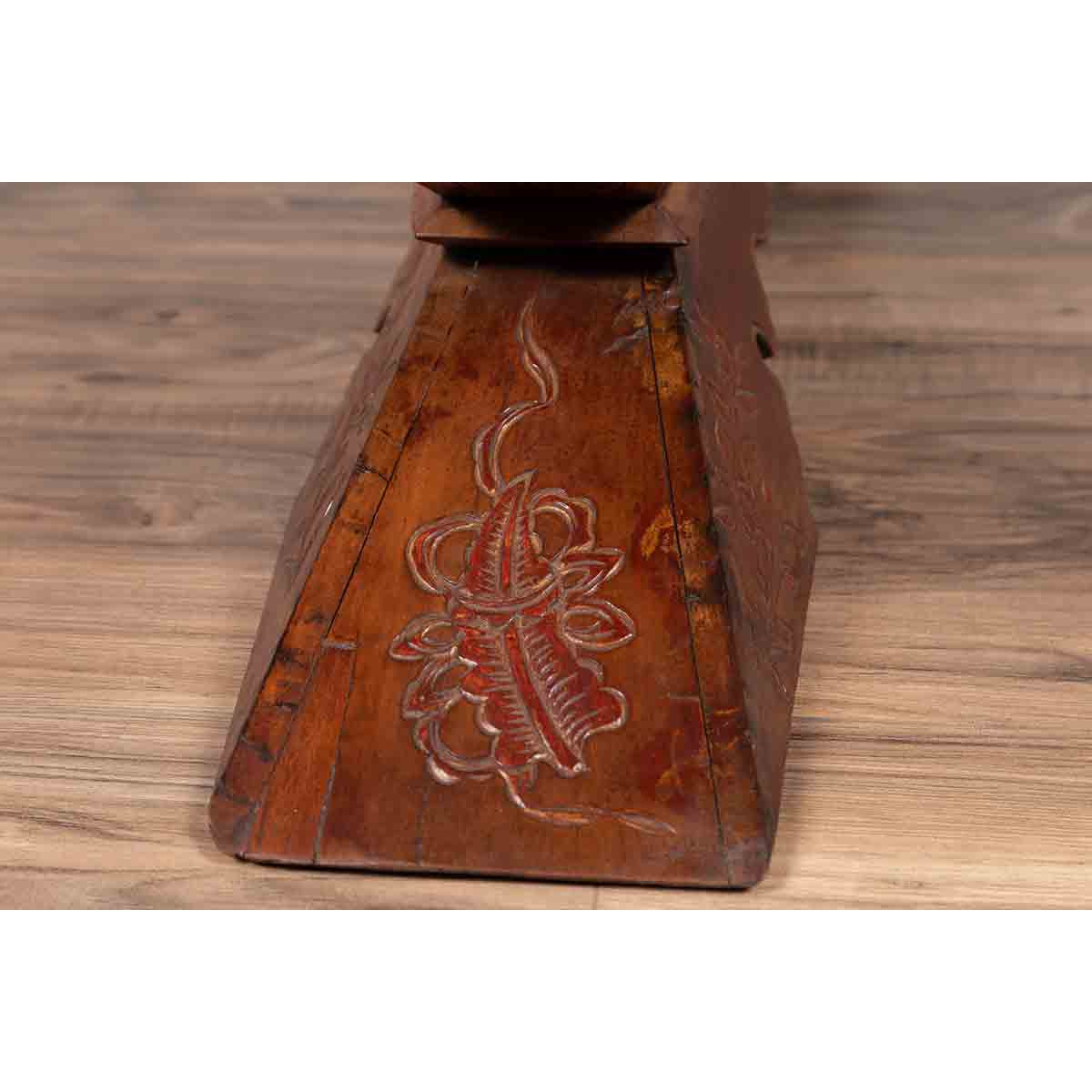 Vintage Burmese Prayer Book Holder with Unusual Shape and Carved Pedestal Base-13. Asian & Chinese Furniture, Art, Antiques, Vintage Home Décor for sale at FEA Home