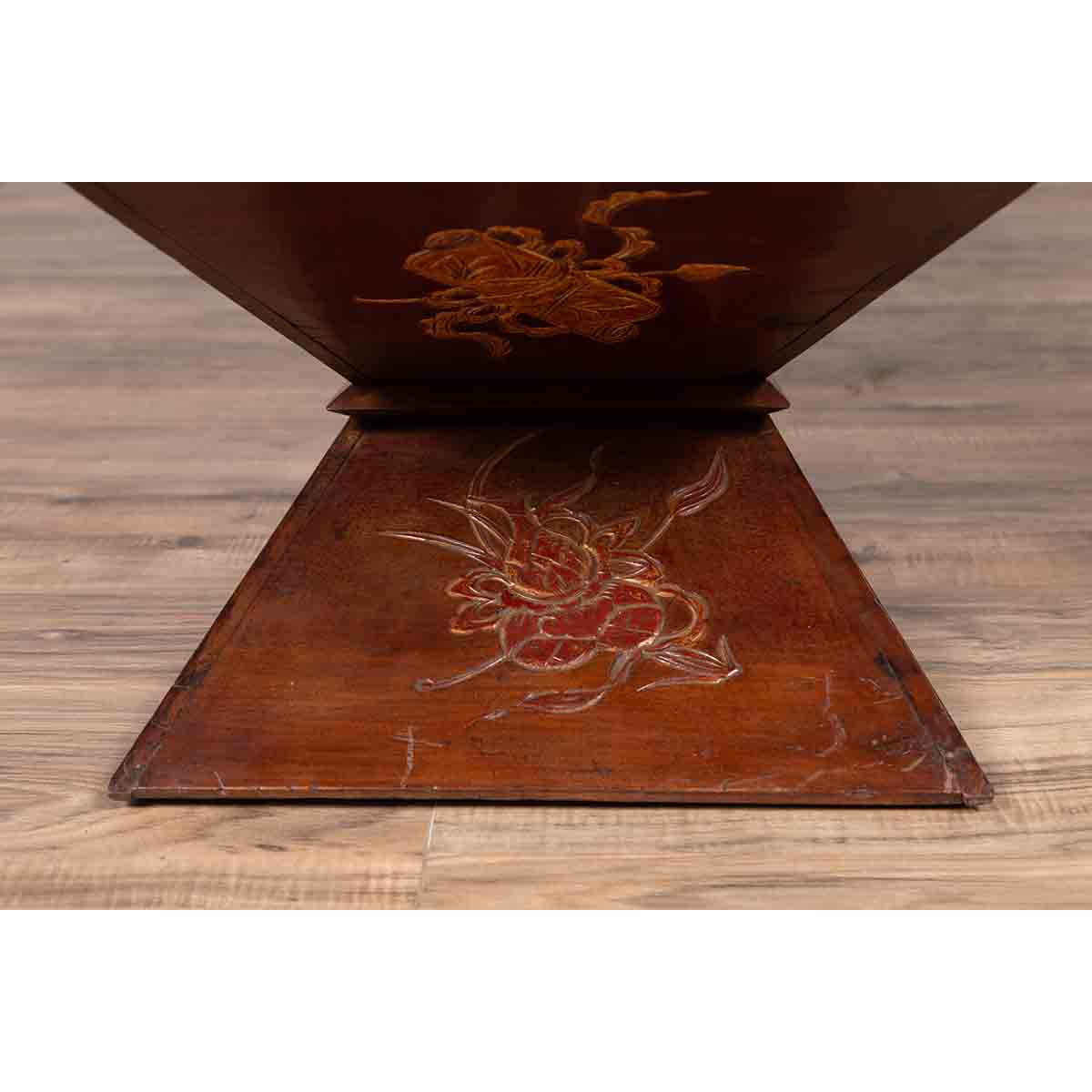 Vintage Burmese Prayer Book Holder with Unusual Shape and Carved Pedestal Base-17. Asian & Chinese Furniture, Art, Antiques, Vintage Home Décor for sale at FEA Home