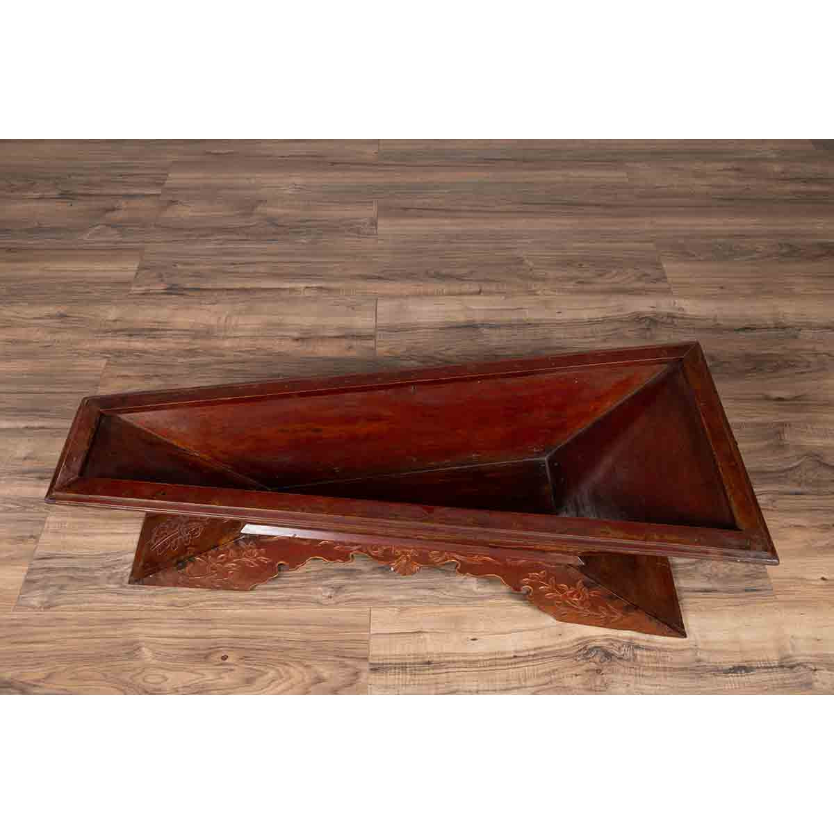 Vintage Burmese Prayer Book Holder with Unusual Shape and Carved Pedestal Base-5. Asian & Chinese Furniture, Art, Antiques, Vintage Home Décor for sale at FEA Home