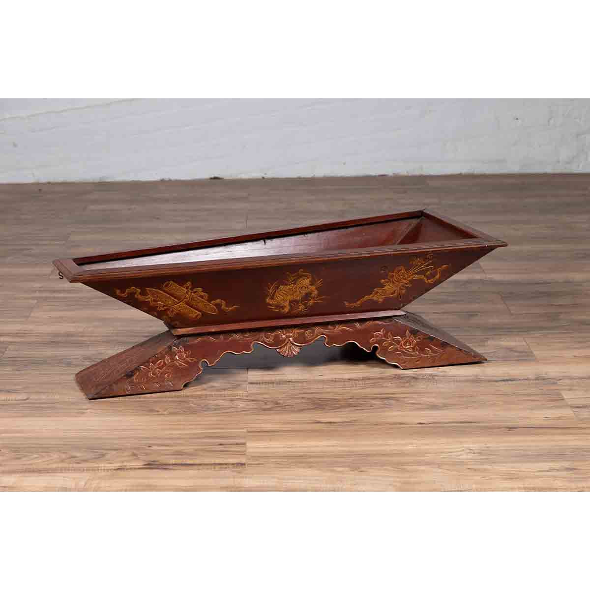 Vintage Burmese Prayer Book Holder with Unusual Shape and Carved Pedestal Base-6. Asian & Chinese Furniture, Art, Antiques, Vintage Home Décor for sale at FEA Home