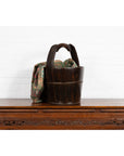 19th Century Southern Chinese Wooden Bucket with Large Handle and Metal Accents-3. Asian & Chinese Furniture, Art, Antiques, Vintage Home Décor for sale at FEA Home
