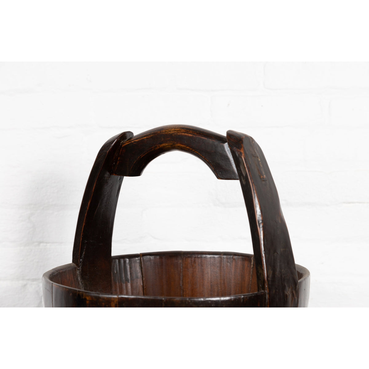19th Century Southern Chinese Wooden Bucket with Large Handle and Metal Accents-5. Asian & Chinese Furniture, Art, Antiques, Vintage Home Décor for sale at FEA Home