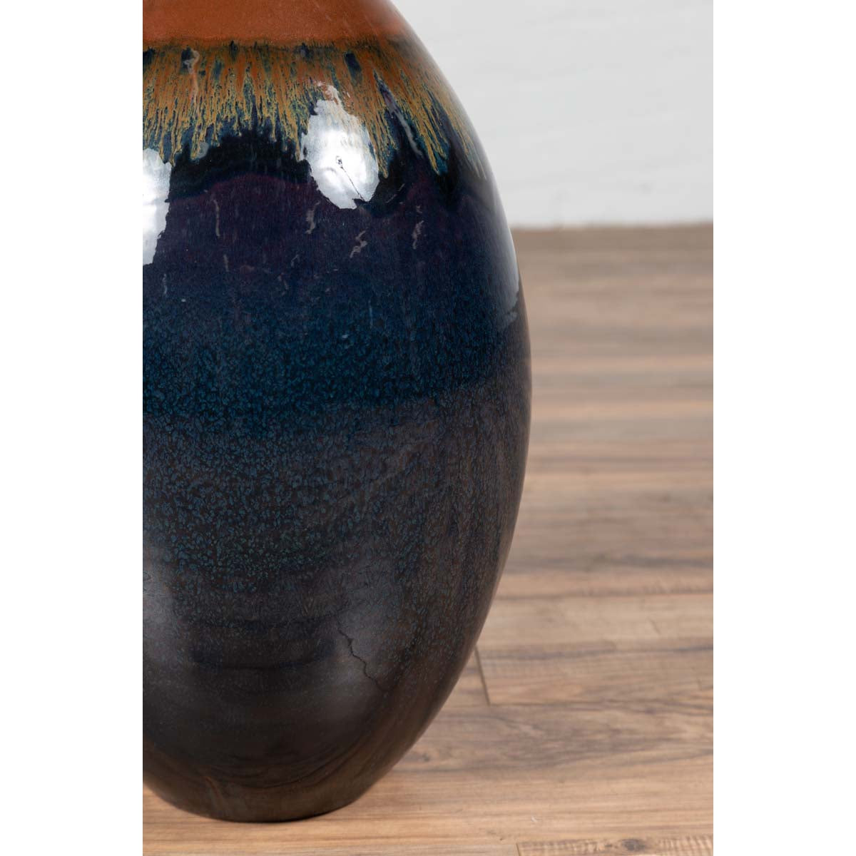 Vintage Northern Thai Chiang Mai Blue and Brown Vase from the Prem Collection-5. Asian & Chinese Furniture, Art, Antiques, Vintage Home Décor for sale at FEA Home