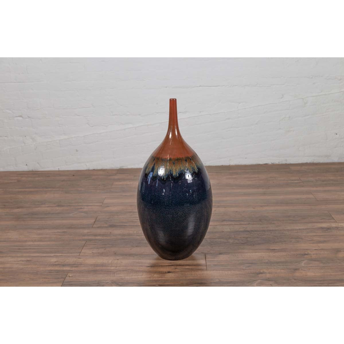 Vintage Northern Thai Chiang Mai Blue and Brown Vase from the Prem Collection-7. Asian & Chinese Furniture, Art, Antiques, Vintage Home Décor for sale at FEA Home