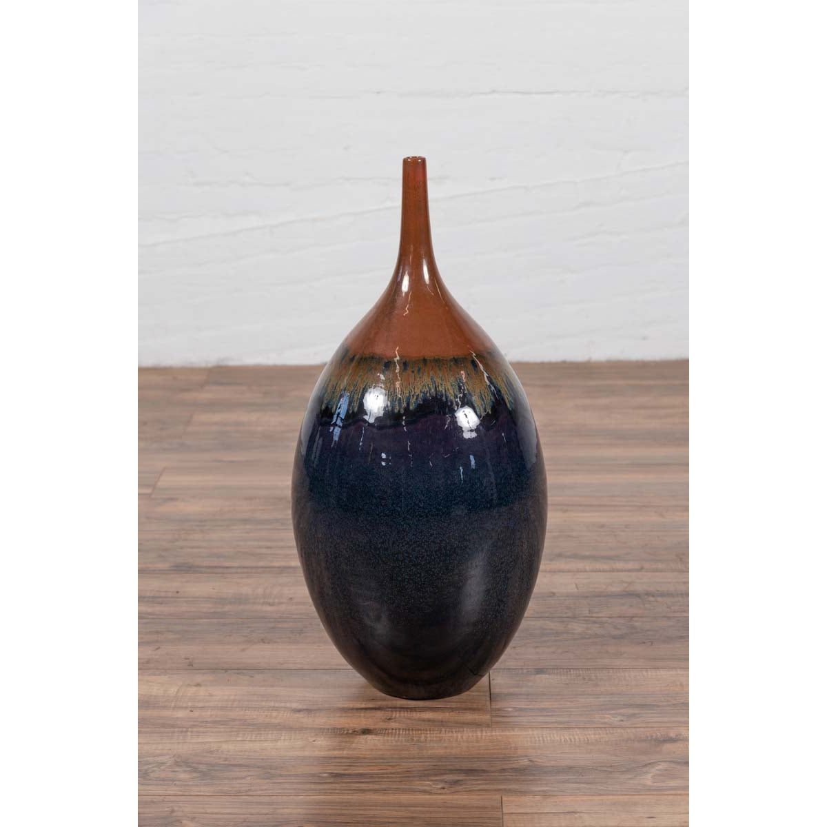 Vintage Northern Thai Chiang Mai Blue and Brown Vase from the Prem Collection-8. Asian & Chinese Furniture, Art, Antiques, Vintage Home Décor for sale at FEA Home