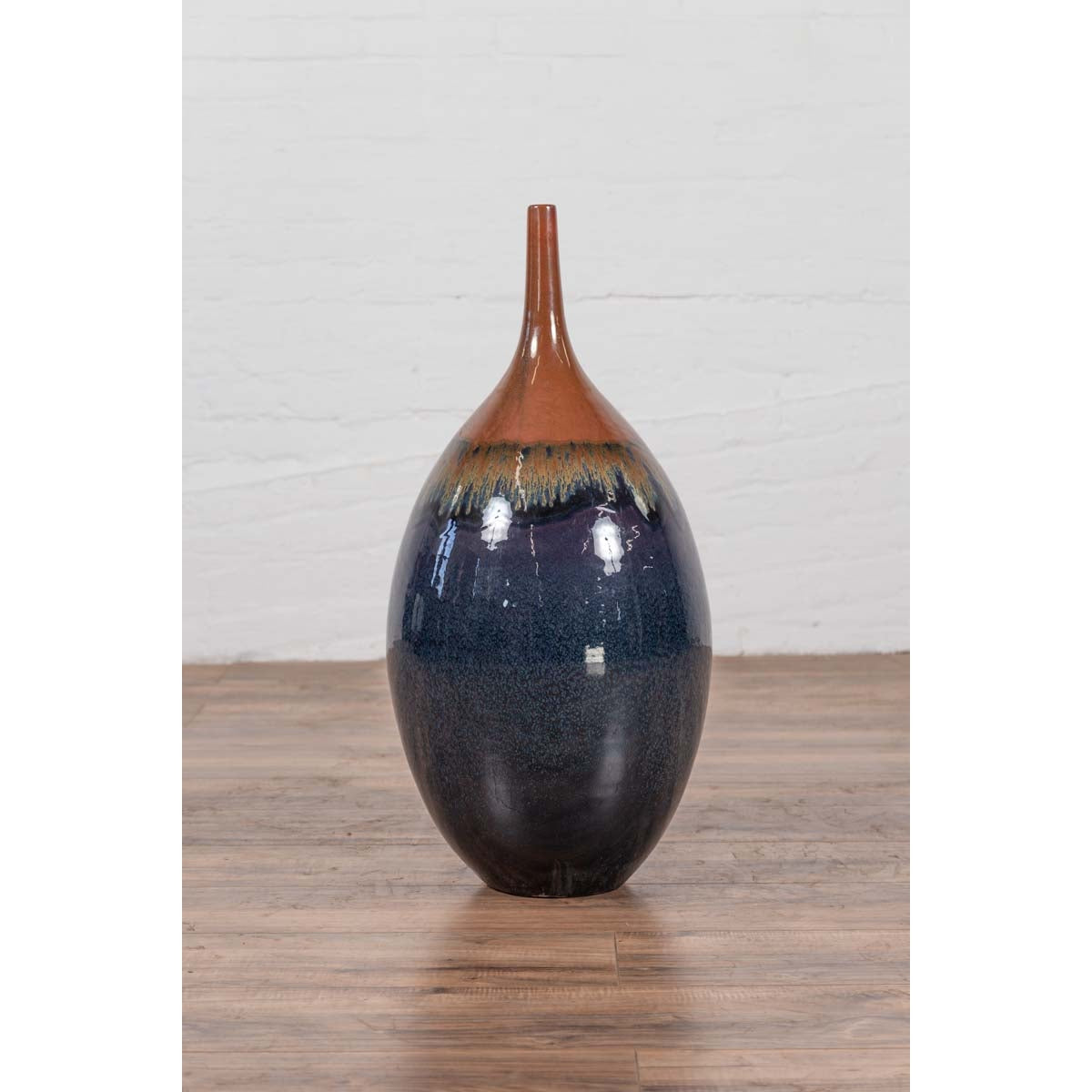 Vintage Northern Thai Chiang Mai Blue and Brown Vase from the Prem Collection-9. Asian & Chinese Furniture, Art, Antiques, Vintage Home Décor for sale at FEA Home