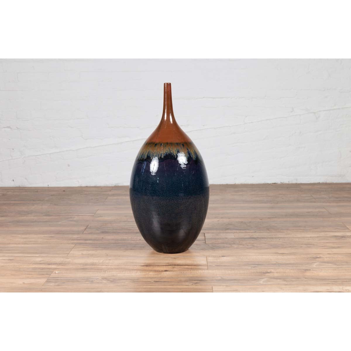 Vintage Northern Thai Chiang Mai Blue and Brown Vase from the Prem Collection-10. Asian & Chinese Furniture, Art, Antiques, Vintage Home Décor for sale at FEA Home