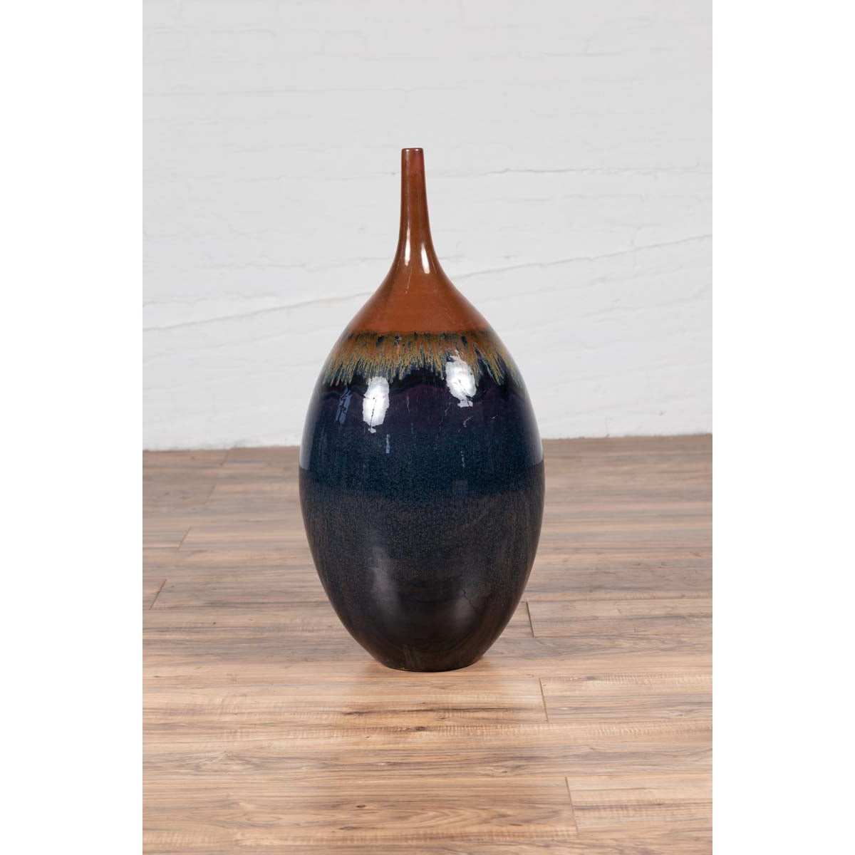 Vintage Northern Thai Chiang Mai Blue and Brown Vase from the Prem Collection-11. Asian & Chinese Furniture, Art, Antiques, Vintage Home Décor for sale at FEA Home