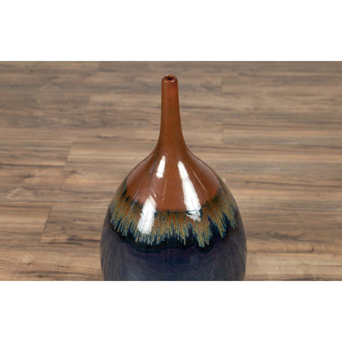Vintage Northern Thai Chiang Mai Blue and Brown Vase from the Prem Collection-12. Asian & Chinese Furniture, Art, Antiques, Vintage Home Décor for sale at FEA Home