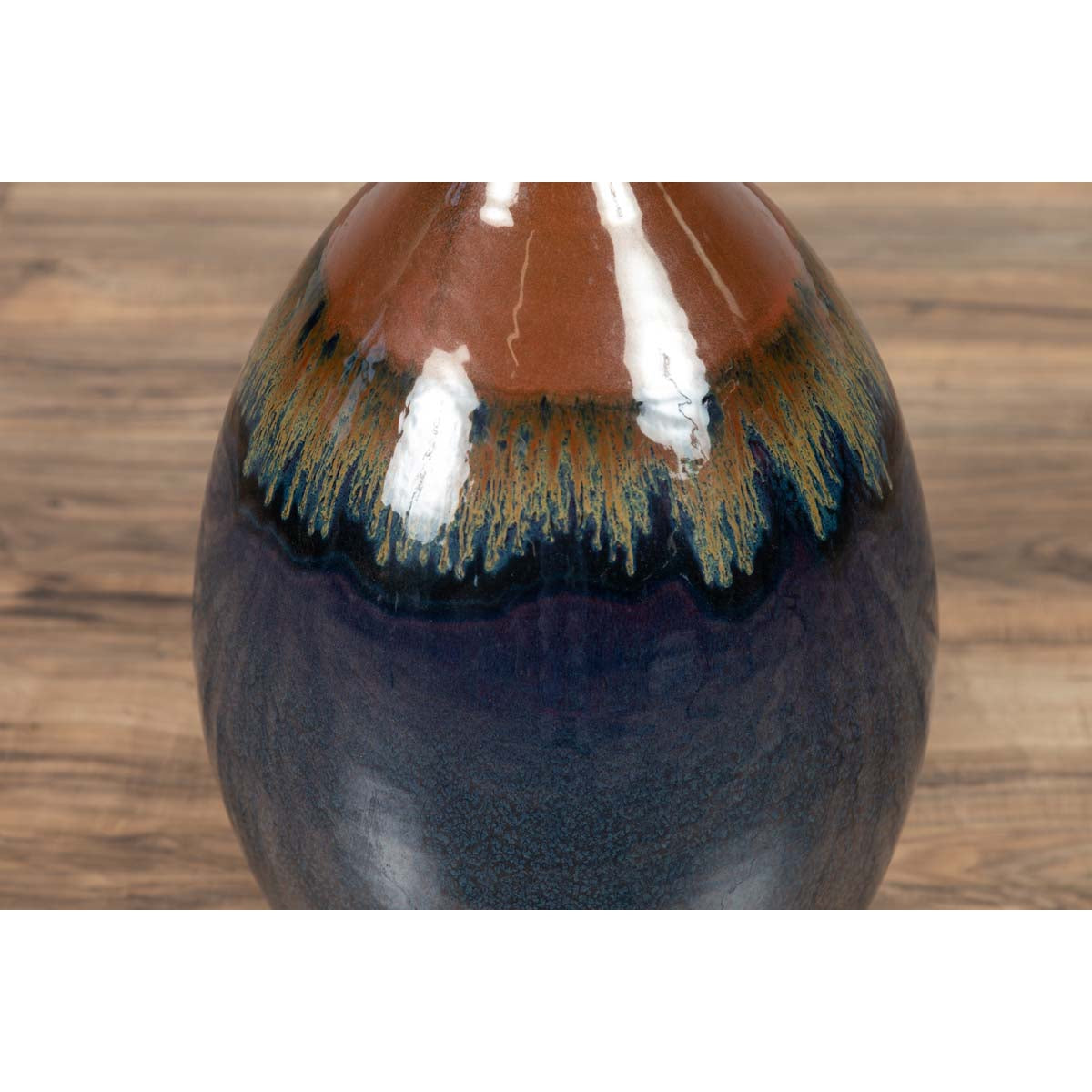 Vintage Northern Thai Chiang Mai Blue and Brown Vase from the Prem Collection-13. Asian & Chinese Furniture, Art, Antiques, Vintage Home Décor for sale at FEA Home