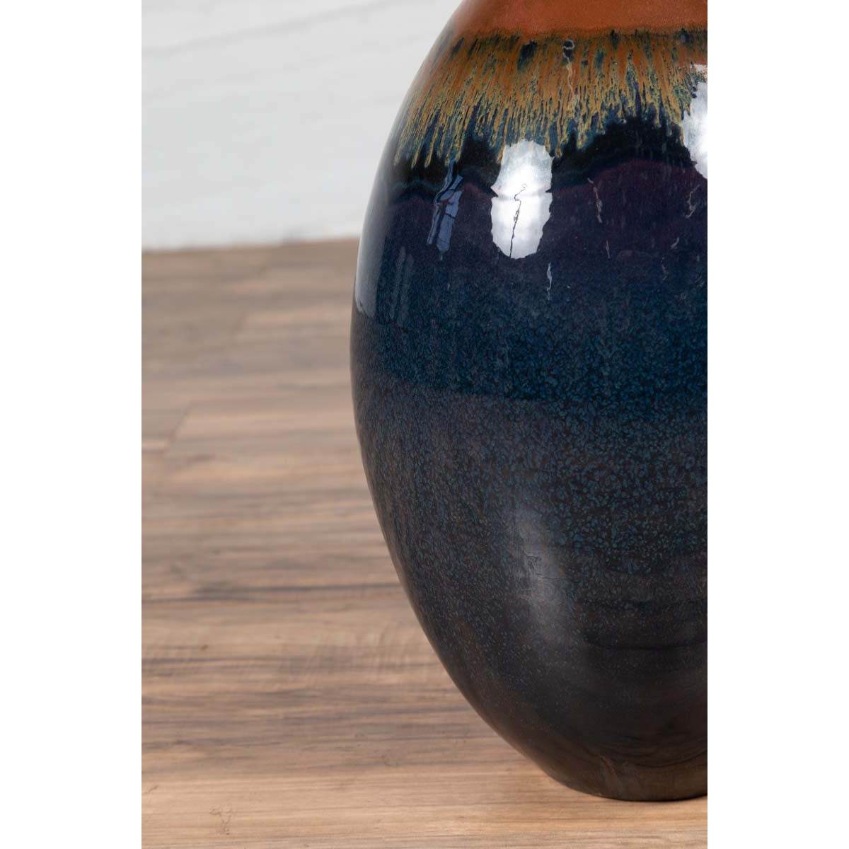 Vintage Northern Thai Chiang Mai Blue and Brown Vase from the Prem Collection-15. Asian & Chinese Furniture, Art, Antiques, Vintage Home Décor for sale at FEA Home
