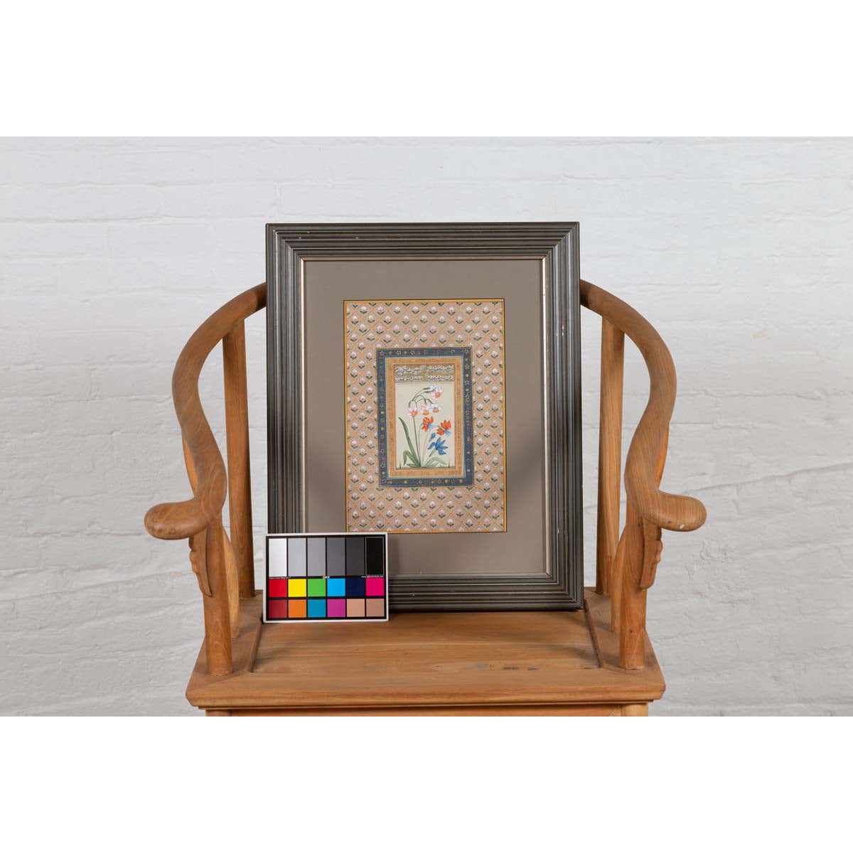 Indian Floral Still-Life from the Midcentury Period with Flowers and Calligraphy-4. Asian & Chinese Furniture, Art, Antiques, Vintage Home Décor for sale at FEA Home