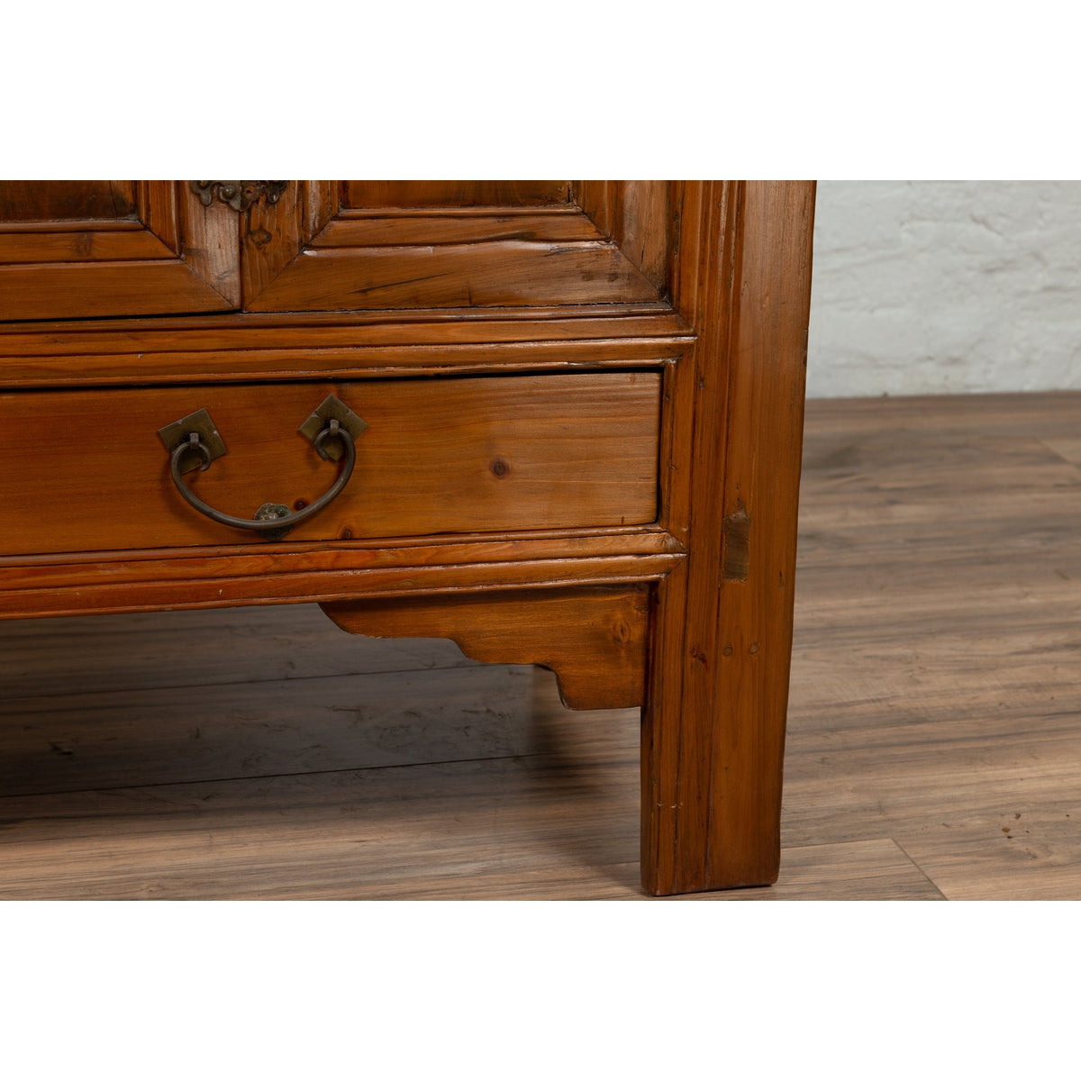 Large Chinese Qing Dynasty Style Wooden Cabinet with Paneled Doors and Drawers-16. Asian & Chinese Furniture, Art, Antiques, Vintage Home Décor for sale at FEA Home