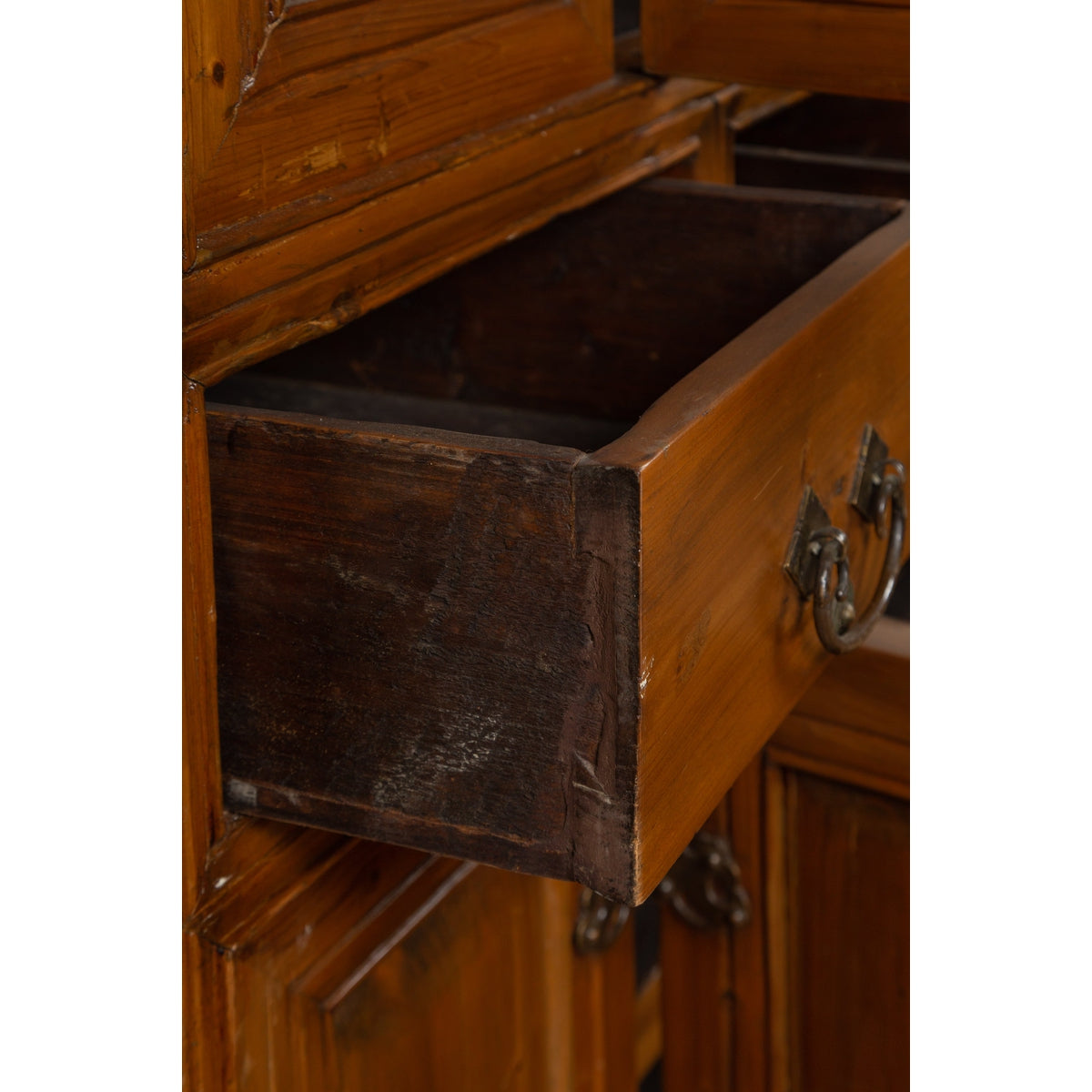Large Chinese Qing Dynasty Style Wooden Cabinet with Paneled Doors and Drawers-5. Asian & Chinese Furniture, Art, Antiques, Vintage Home Décor for sale at FEA Home