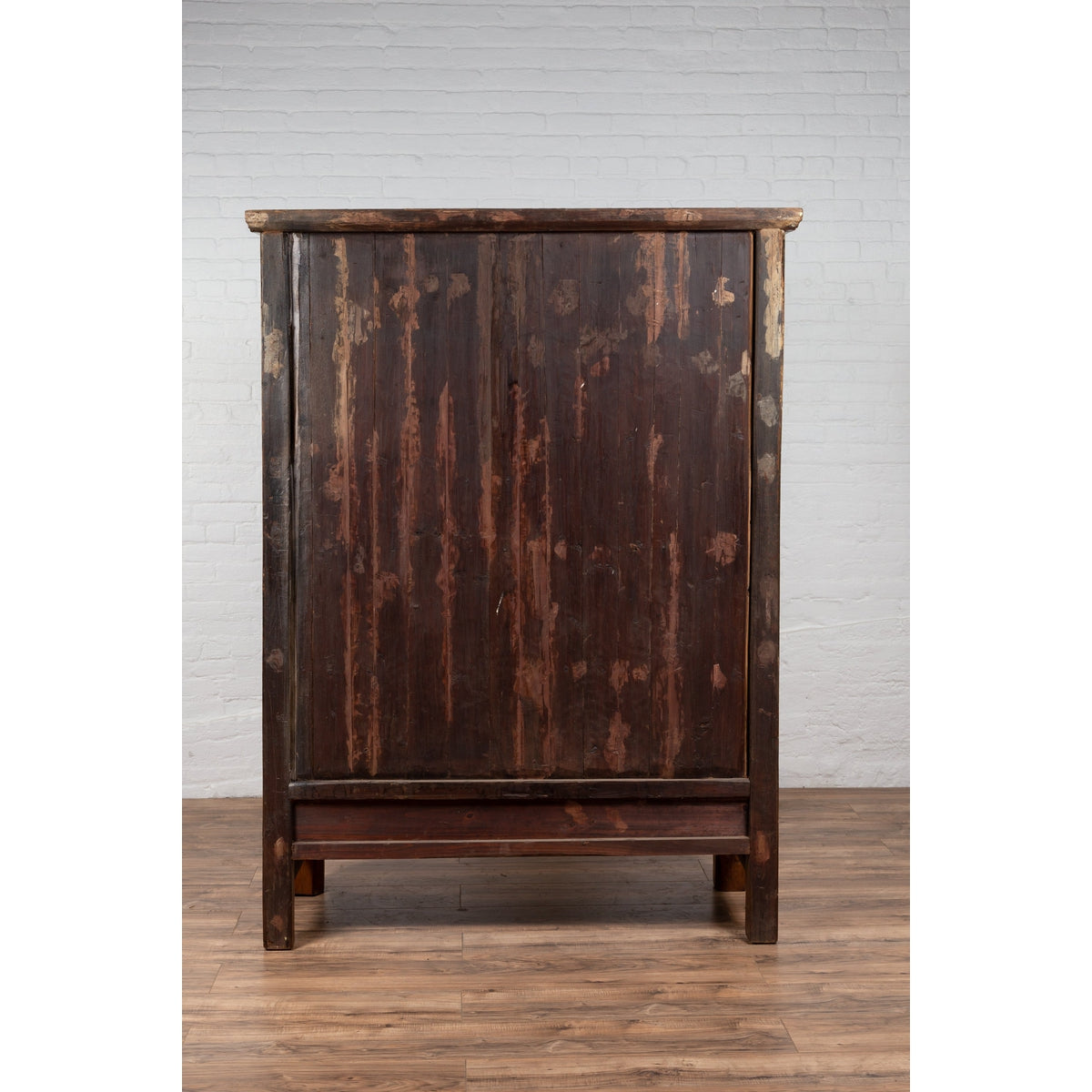 Large Chinese Qing Dynasty Style Wooden Cabinet with Paneled Doors and Drawers-18. Asian & Chinese Furniture, Art, Antiques, Vintage Home Décor for sale at FEA Home
