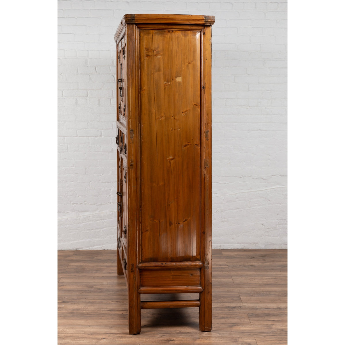 Large Chinese Qing Dynasty Style Wooden Cabinet with Paneled Doors and Drawers-19. Asian & Chinese Furniture, Art, Antiques, Vintage Home Décor for sale at FEA Home