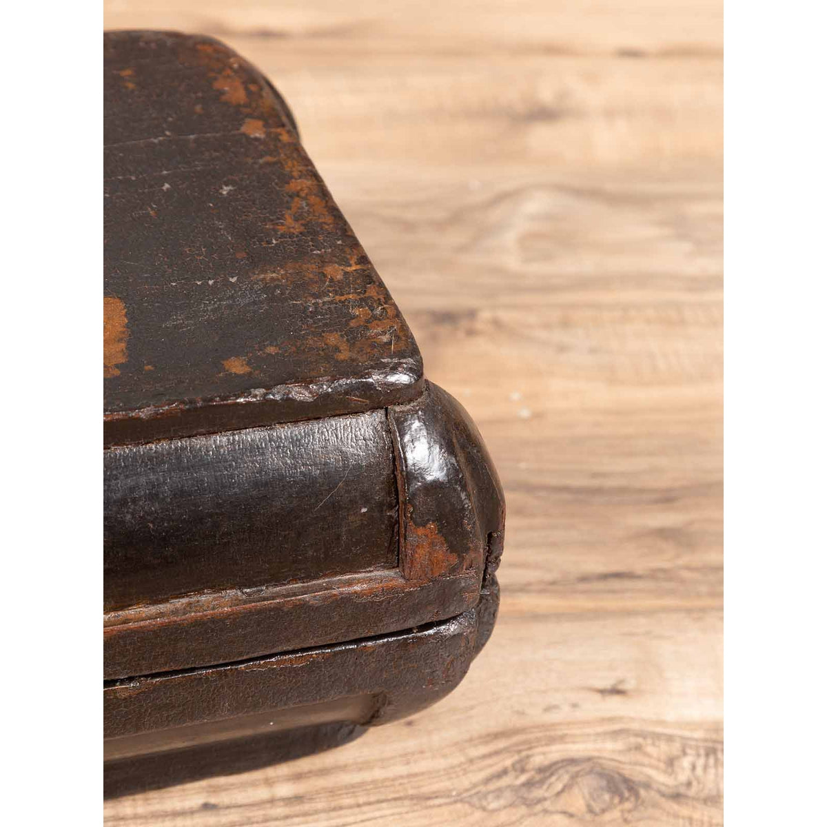 Small Antique Chinese Dowry Basket with Distressed Brown Patina-10. Asian & Chinese Furniture, Art, Antiques, Vintage Home Décor for sale at FEA Home
