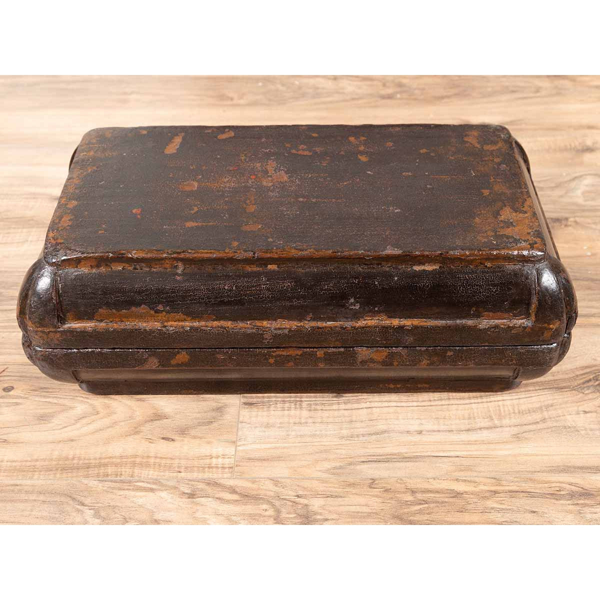 Small Antique Chinese Dowry Basket with Distressed Brown Patina-4. Asian & Chinese Furniture, Art, Antiques, Vintage Home Décor for sale at FEA Home