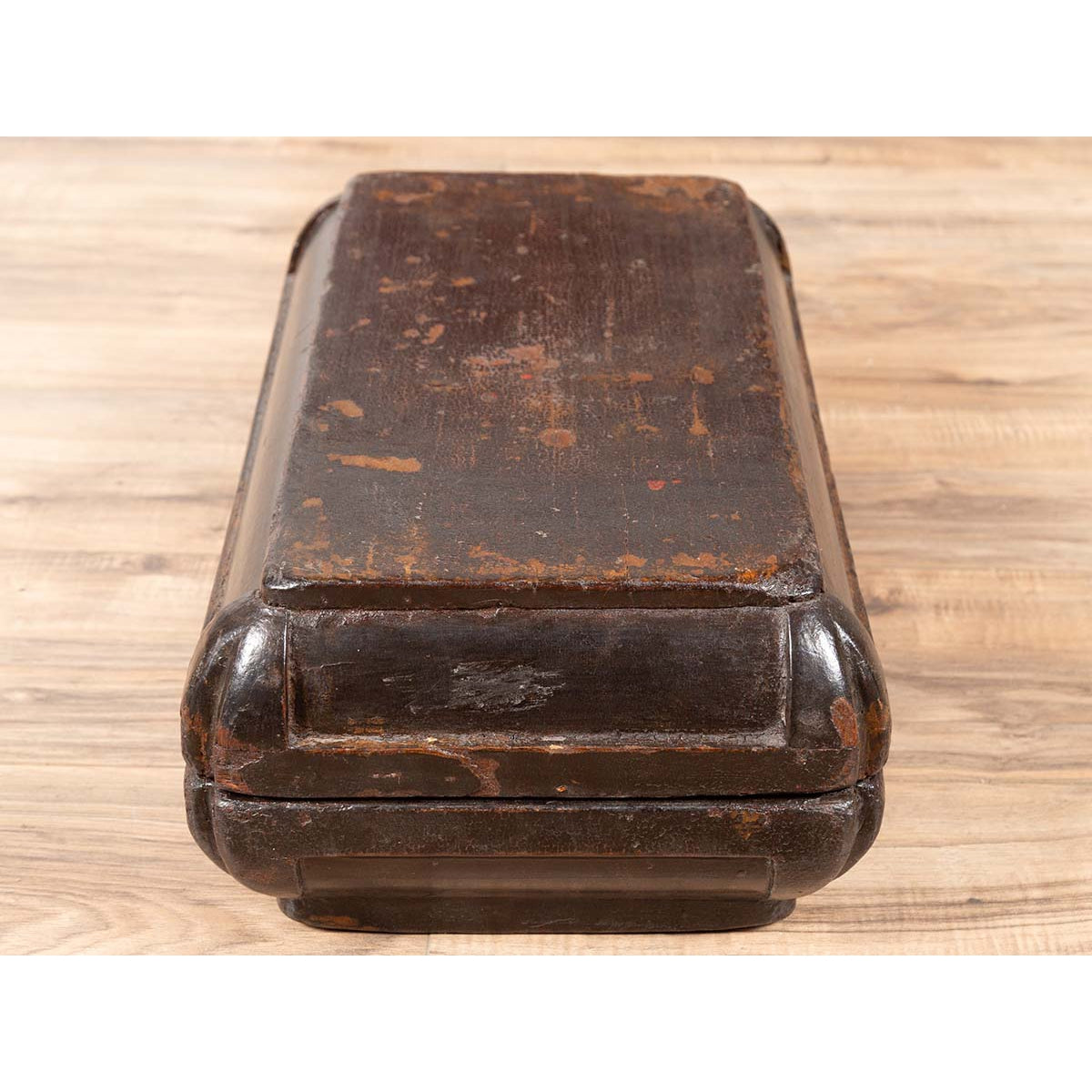 Small Antique Chinese Dowry Basket with Distressed Brown Patina-6. Asian & Chinese Furniture, Art, Antiques, Vintage Home Décor for sale at FEA Home