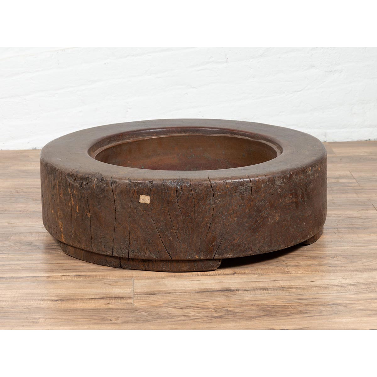 Meiji Period Japanese Wood Root Round Hibachi with Brown Patina, circa 1900-4. Asian & Chinese Furniture, Art, Antiques, Vintage Home Décor for sale at FEA Home