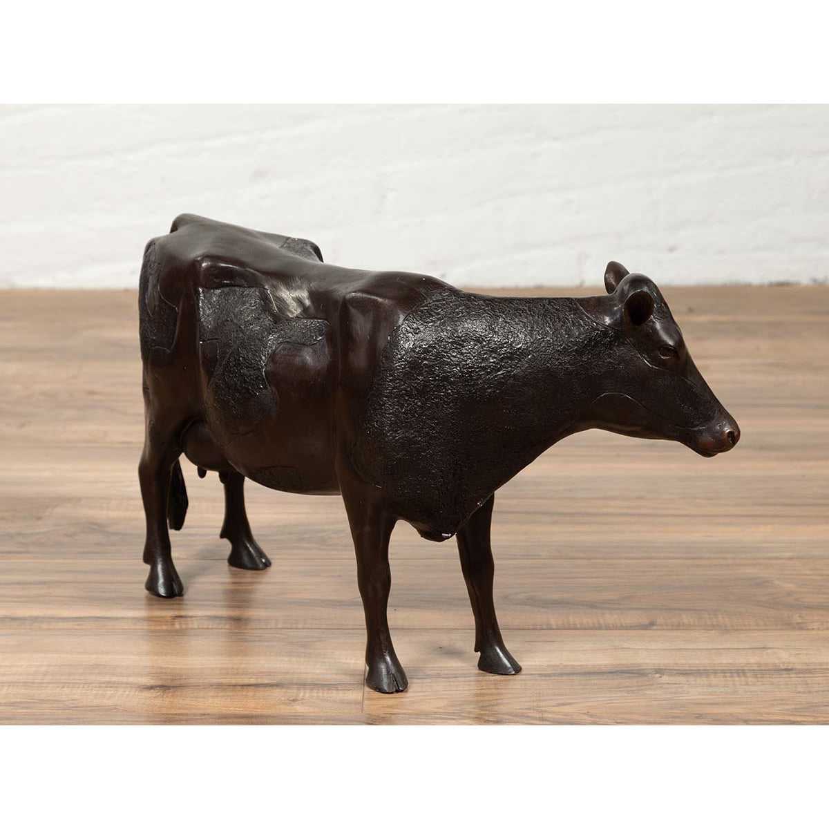 Contemporary Lost Wax Cast Bronze Custom Design Sculpture of a Holstein Cow-4. Asian & Chinese Furniture, Art, Antiques, Vintage Home Décor for sale at FEA Home
