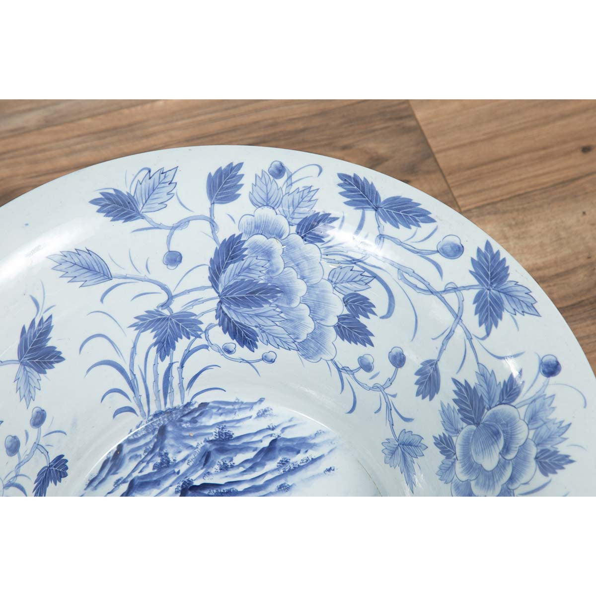 Pair of Blue & White Porcelain Basins with Floral Motifs-8. Asian & Chinese Furniture, Art, Antiques, Vintage Home Décor for sale at FEA Home
