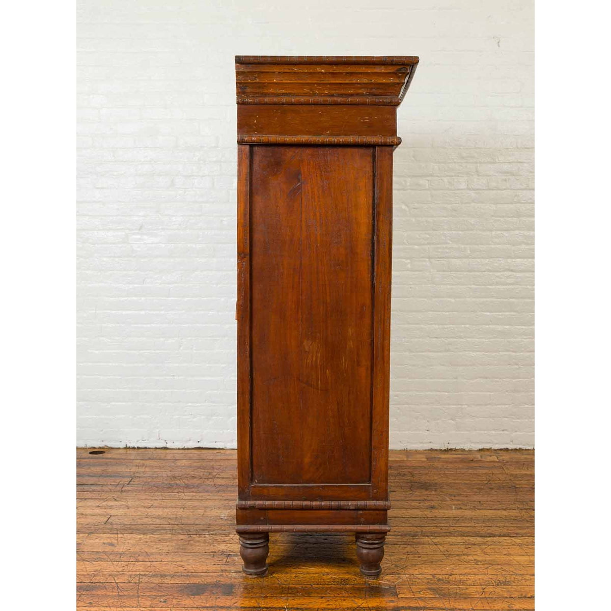 Indian Hand Carved Cabinet with Open Diamond Design and Painted Fan Motifs-11. Asian & Chinese Furniture, Art, Antiques, Vintage Home Décor for sale at FEA Home