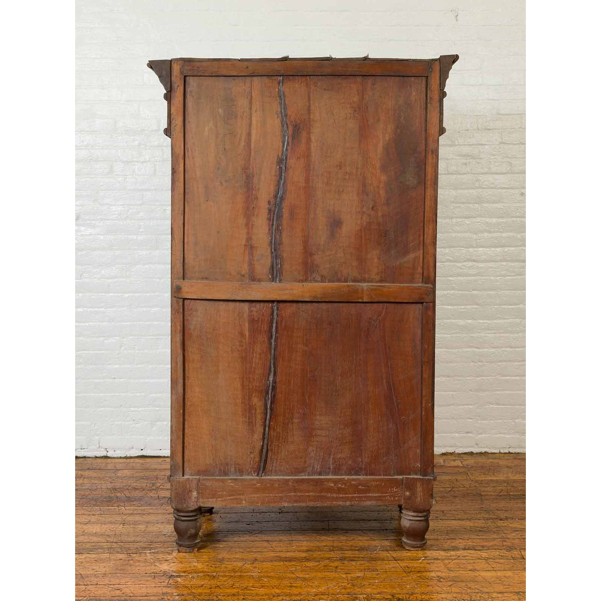 Indian Hand Carved Cabinet with Open Diamond Design and Painted Fan Motifs-12. Asian & Chinese Furniture, Art, Antiques, Vintage Home Décor for sale at FEA Home