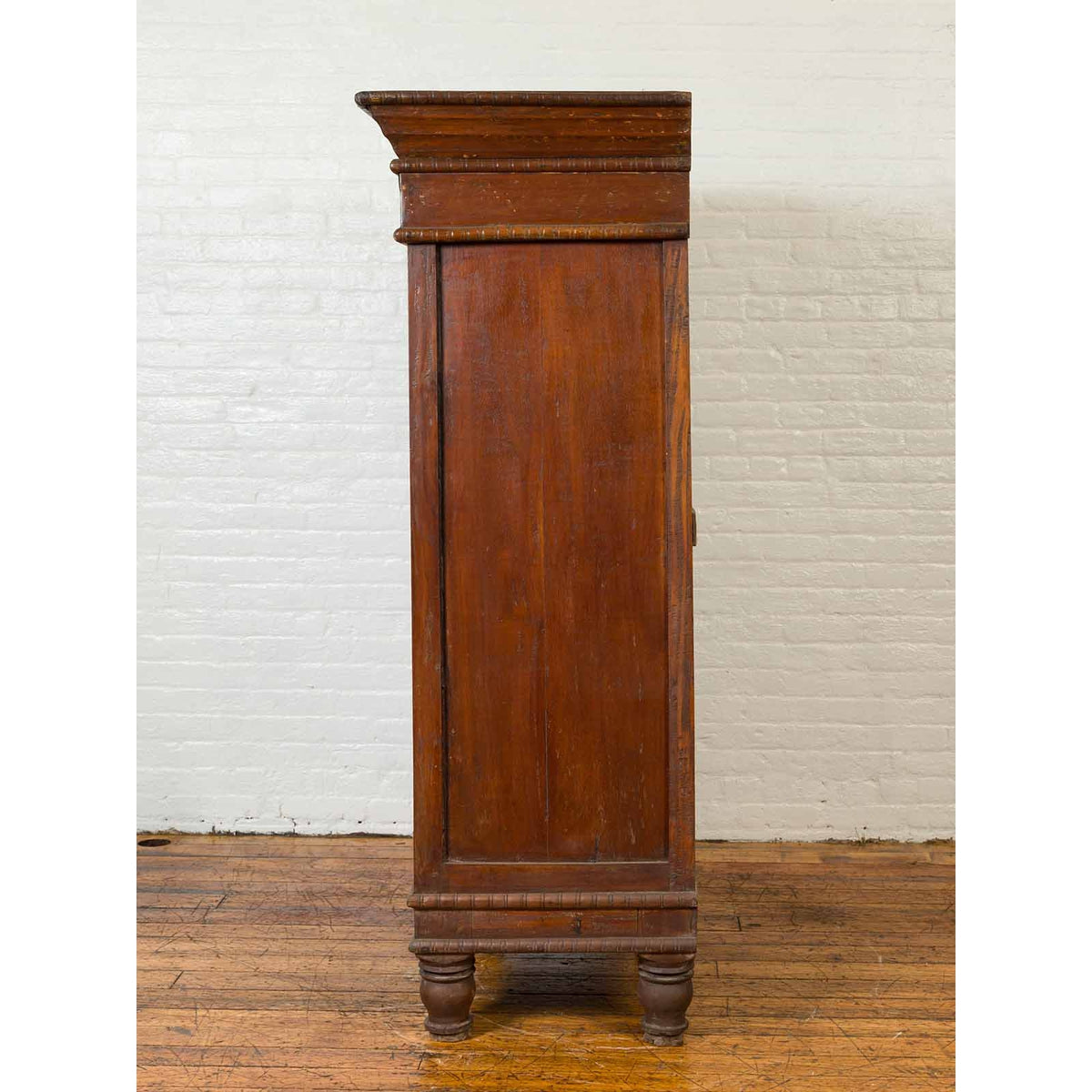 Indian Hand Carved Cabinet with Open Diamond Design and Painted Fan Motifs-13. Asian & Chinese Furniture, Art, Antiques, Vintage Home Décor for sale at FEA Home