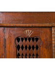 Indian Hand Carved Cabinet with Open Diamond Design and Painted Fan Motifs-8. Asian & Chinese Furniture, Art, Antiques, Vintage Home Décor for sale at FEA Home