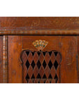 Indian Hand Carved Cabinet with Open Diamond Design and Painted Fan Motifs-9. Asian & Chinese Furniture, Art, Antiques, Vintage Home Décor for sale at FEA Home