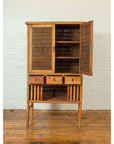 Indonesian Cabinet with Rattan Doors, Drawers and Fretwork Sliding Panels-4. Asian & Chinese Furniture, Art, Antiques, Vintage Home Décor for sale at FEA Home