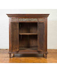 Large 19th Century Cabinet with Carved Floral Motifs and Distressed Verde Finish-4. Asian & Chinese Furniture, Art, Antiques, Vintage Home Décor for sale at FEA Home