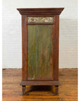 Large 19th Century Cabinet with Carved Floral Motifs and Distressed Verde Finish-12. Asian & Chinese Furniture, Art, Antiques, Vintage Home Décor for sale at FEA Home