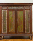 Large 19th Century Cabinet with Carved Floral Motifs and Distressed Verde Finish-2. Asian & Chinese Furniture, Art, Antiques, Vintage Home Décor for sale at FEA Home