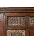 Large 19th Century Cabinet with Carved Floral Motifs and Distressed Verde Finish-5. Asian & Chinese Furniture, Art, Antiques, Vintage Home Décor for sale at FEA Home