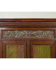 Large 19th Century Cabinet with Carved Floral Motifs and Distressed Verde Finish-6. Asian & Chinese Furniture, Art, Antiques, Vintage Home Décor for sale at FEA Home