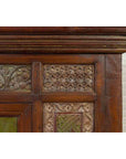 Large 19th Century Cabinet with Carved Floral Motifs and Distressed Verde Finish-7. Asian & Chinese Furniture, Art, Antiques, Vintage Home Décor for sale at FEA Home