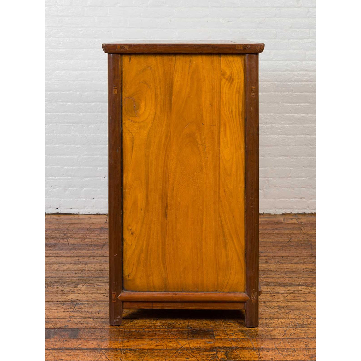 Chinese Antique Elm Two-Toned Cabinet with Cut Bronze Hardware and Yellow Patina-6. Asian & Chinese Furniture, Art, Antiques, Vintage Home Décor for sale at FEA Home