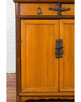 Chinese Antique Elm Two-Toned Cabinet with Cut Bronze Hardware and Yellow Patina-3. Asian & Chinese Furniture, Art, Antiques, Vintage Home Décor for sale at FEA Home